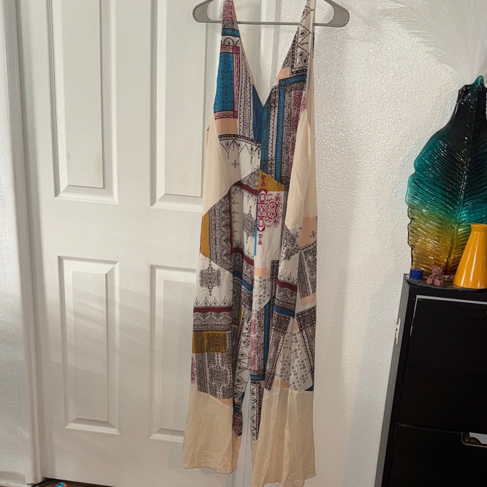 Free People Multicolor Backless Maxi Jumpsuit - image 3
